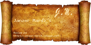 Janzer Marót névjegykártya